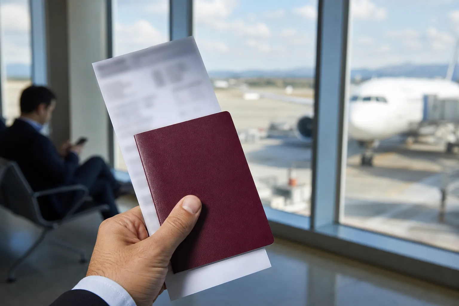 Havalimanında seyahat belgesi ve pasaport ile yolculuk hazırlığı, temsili görsel