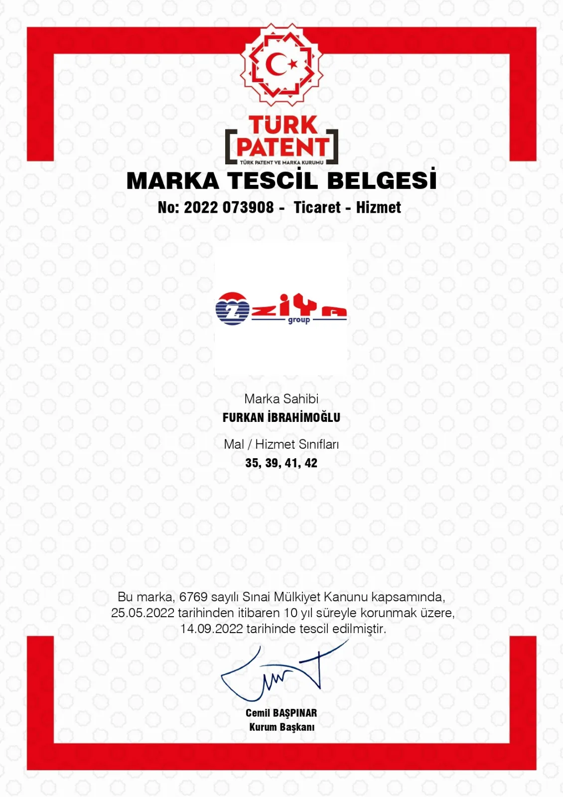 Ziya Group Marka Tescili